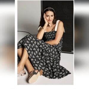 Floral Black and White Women's Dress